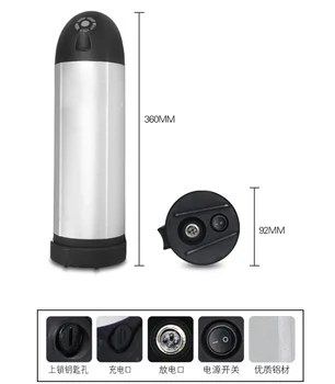 Frete grátis garrafa de água de Bateria 36V 10Ah Elétrico da Bateria da Bicicleta 36V 10.4 Ah Bateria de Lítio para Bafang/8fun 500W Motor 600w