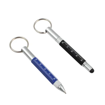 GENKKY Multifuncional Caneta de Metal Ferramenta caneta Esferográfica mini Caneta, chave de Fenda Régua Espírito Tecla Multifunções fivelas Preto Tinta Azul