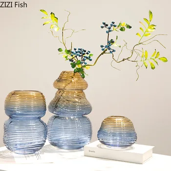 Gradiente Colorido Vaso De Vidro Hidropônico Em Vasos De Flor Decorativa De Arranjos Florais Decoração Da Mesa Florais, Vasos De Decoração Moderna