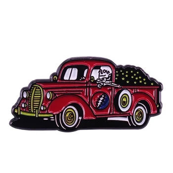 Grateful Dead Esqueleto Caminhão de Condução Automóvel Treze Esmalte Pin Pin de Lapela para Roupas, Broches na Mochila Porta-Crachá de Jóias
