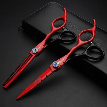 High-end da marca SHARONDS vermelho e preto 6 polegadas de aves tesoura estilista ideal de cabeleireiro ferramenta tesoura de cabeleireiro gratuito de entrega
