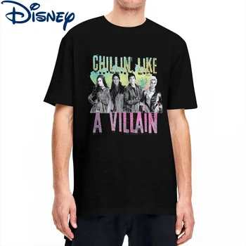 Homens Mulheres T-Shirts Disney Descendentes Louco 100% Algodão T-Shirt Chillin Como Um Vilão T-Shirts de Gola de Roupas 4XL 5XL
