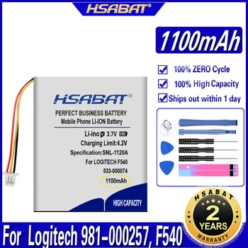 HSABAT 533-000074 1100mAh para Logitech 981-000257 F540 G930 981-000257 Baterias