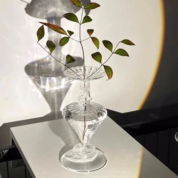 Ins Vaso De Vidro Transparente Nórdicos Vidro Simples Flor De Garrafa De Arranjo De Flores Ornamentos, Vasos Sala De Estar Decoração Do Ambiente De Trabalho