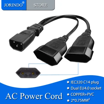 JORINDO Europeia cabo adaptador de energia,IEC320 C14 10A 3 pinos plug dupla UE4.0MM 1 2 Cabo de Alimentação CA