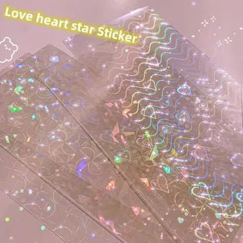 Kawaii 5/6pcs Laser de Amor do coração, estrela Toplader Adesivo Decorativo Conjunto de Scrapbook Adesivo Photocards artigos de Papelaria