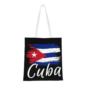 Kawaii Impressão De Cuba Cubana, Havana Bandeira Sacola De Compras, Sacos De Reciclagem De Lona Shopper Ombro Cubano Patriótica Bolsa