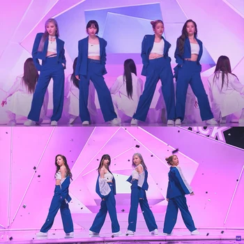 Kpop Coreia Do Grupo Menina Boate Traje De Mulheres Dança Jazz Desempenho Blazers Casaco Sexy Calças Soltas Hip Hop Roupas Rave Roupas