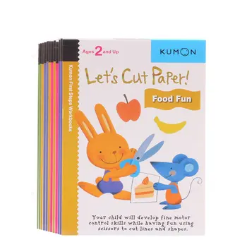 Kumon Documento Oficial de Ensino de inglês Artesanato para Crianças Coloridas de Papel de Origami Cortes Adesivo Livro 12 Volumes