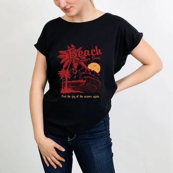 Letra Gráfico De Impressão De T-Shirt Manga Curta Tees Quente De Moda Praia De Verão Casual Mulheres Presente Topo