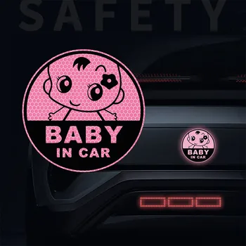 Lindo Bebê No Carro Altamente Reflexivo Adesivo para o vidro do Carro do Corpo de pára-choque Noite de Condução do Sinal de Aviso Bebê a Bordo Decalque do Refletor