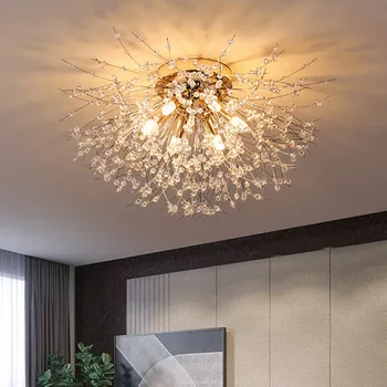 Lustre de cristal de Iluminação Para o Quarto Sala de estar Loft Telhado de Casa Moderna Decoração Elegante Ouro, Lâmpada de Teto LED dispositivo elétrico 2022