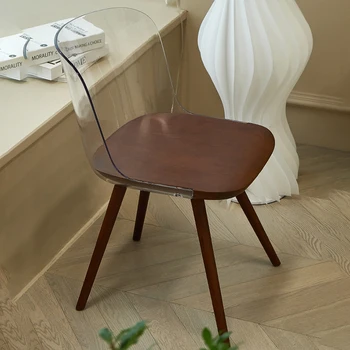 Madeira Maciça Nórdicos Cadeiras De Jantar Modernas Impermeável Transparente Quarto Cadeiras De Jantar Varanda Piso Muebles Móveis Para Casa