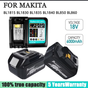 Makita Bateria 18V 6000mAh Recarregável Ferramentas de Potência da Bateria com LED de Substituição do Li-íon LXT BL1860B BL1860 BL1850 3A LED do Carregador