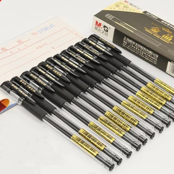 M&G 0.28 mm financeiro especial de ultra-fina caneta gel preto completo agulha de caneta núcleo escolar, material de escritório papel de carta, caneta de assinatura caneta