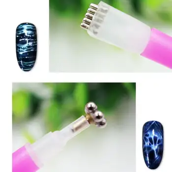 Manicure DIY Gel polonês Cabeça de Casal de Gatos Olho Magnético Caneta de Nail Art 3D polonês Ímã de Gel UV Ferramenta de Polimento