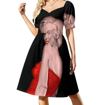 MARILYN MONROE: Em um Vermelho maiô de Impressão Vestido de vestidos de senhoras 2023 de verão, roupas de verão elegante vestido de noiva de hóspedes