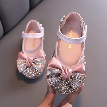 Meninas Primavera, Outono Novo Colorido Diamante Bowknot Sapatos Crianças De Dança Sapatos