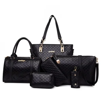 Moda Couro Ombro Messenger Bag Tote Bag Bolsa 6pcs/Set Mulheres Composto Saco de Alta Qualidade Senhoras Bolsa Feminina Definir Saco
