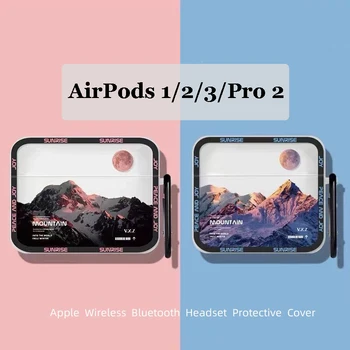 Moda De Neve Montanha Da Lua Capa De Silicone Para Apple Airpods Pro 1 2 Caso 3 Fone De Ouvido De Silicone Sem Fio Bluetooth Fone De Ouvido Shell