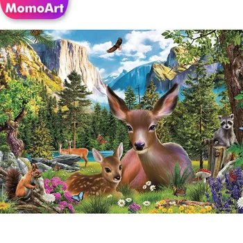 MomoArt Completo a Praça do Diamante Mosaico Veado Esquilo Imagem Strass 5D Bordado Montanha Pintura de Animais da Floresta Arte de Parede