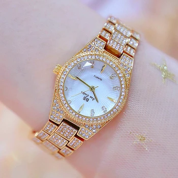 Mulheres Relógio de Marca de Luxo 2020 Vestido das Senhoras Relógios de Diamantes Ouro Quartzo Relógio de Pulso Para as Mulheres de Cristal de Relógio montre femme 2020