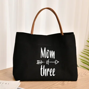 Mãe de Três Imprimir a Sacola de Presentes para a Mãe de Mulheres de Lona, Saco de Praia Shopping Bag Saco de Viagem Personalizar Dropshipping