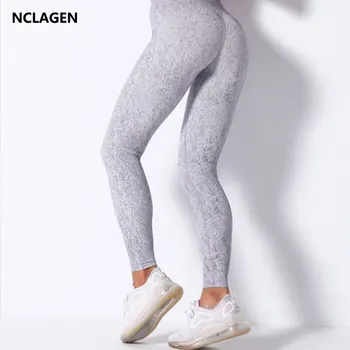 NCLAGEN Leggings Esporte Mulheres de Fitness Cintura Alta a Impressão Digital de Calças de Yoga Agachamento Prova de Calças de Ginástica Treino Calça com Elástico