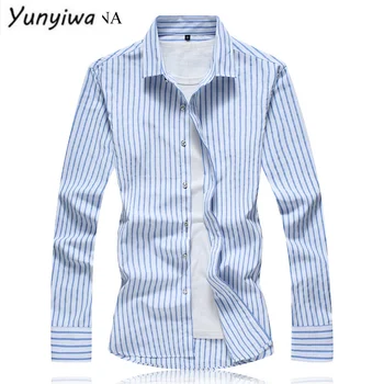 Nova Moda Outono Marca Homens Camisas de Algodão 2023 Casual Design Clássico Listrada de Manga Longa Camisa de Mens Vestuário de Camisas de Trabalho 7XL