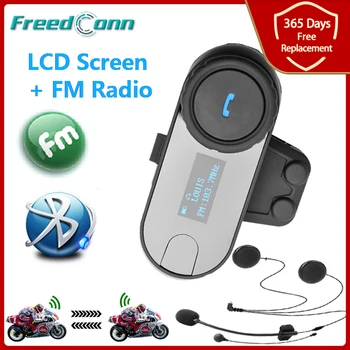 Nova Versão Atualizada! FreedConn T-COM-SC Moto Bluetooth Auricular Intercom W/Ecrã BT com Rádio FM Impermeável