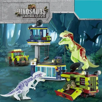 NOVO 868pcs Jurassic Definir o Modelo de Mundo de Caçar Mutantes Tiranossauro Rex Blocos de Construção Tijolos figuras de Dinossauros de Brinquedo de Presente as Crianças MOC