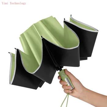 NOVO Guarda-chuva de dobra tripla em papel Reverso Automático Guarda-chuva de Proteção solar UV Proteção de um Guarda-Sol ao ar livre Conveniência