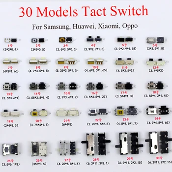 O 60PCS de 30 Modelos de Telefone Celular Tact Switch para SAMSUNG OPPO XIAOMI Poder Volum Botão