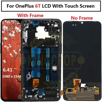 Oneplus 6T LCD com moldura de Tela de Exibição do Painel de Toque Montagem Original, além de 6T Display LCD Digitalizador de Exibição OnePlus6 T LCD