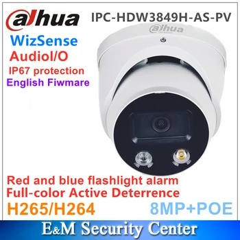 Original Dahua IPC-HDW3849H-COMO-PV (S4) 8MP Active Dissuasão Fixo focal globo Ocular WizSense Câmera de Rede