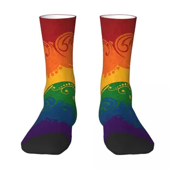 Ornamentais arco-íris da Bandeira do Orgulho Gay LGBT Amor Meias Masculinas Mens Mulheres de Verão Meias Poliéster