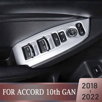 Para Honda Accord 2018 2022 Aço Inoxidável Porta Do Carro Braço Painel De Janela Interruptor Do Elevador Botões De Cobre Guarnição De Interiores Acessórios