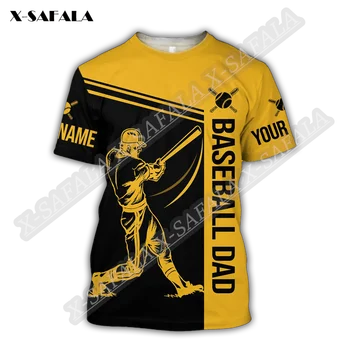 Personalizado Com o Nome do Preto-E-Amarelo de Beisebol de Impressão 3D Leite de Fibra de T-shirt Leitor de Verão Gola Redonda Homens Feminino Casual Tops