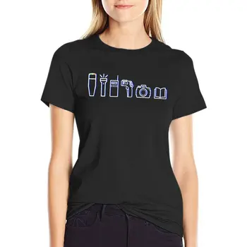 Phasmophobia Equipamento de T-Shirt vintage de roupas de senhora, roupa Estética roupas black t-shirts para Mulheres