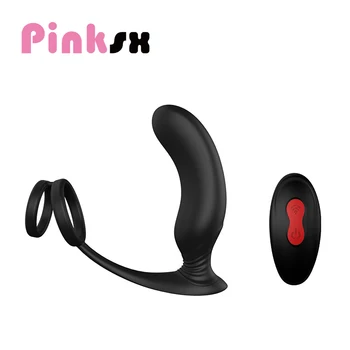 Pinksx 9 Velocidade do Vibrador Massageador de Próstata Plug Anal Empurrando Estimulador Bunda retardar a Ejaculação Anel de Brinquedo Para Homens IPX7 Impermeável