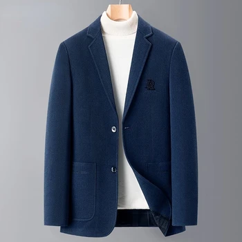 Primavera, Outono Homens De Lã Blazers Smart Casual Homens Luxo Jaqueta Coats