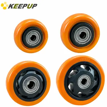 PU Substituição de rodízio de rodas com o dobro rolamentos de cor laranja de alta capacidade de carga, resistência ao desgaste móveis de rodas