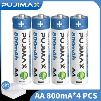 PUJIMAX 4 Pcs 800mAh AA Ni-MH 1,2 V Baterias Recarregáveis para Carros de Brinquedo de Casa Esfigmomanômetro de coluna Controle Remoto de Microfone