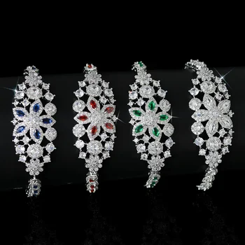 real genuíno da marca de jóias de Luxo de noiva flor zircão completo pulseira de diamante ins pequena multidão de design jantar mão do estilo jóias hig