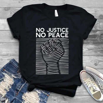 Sem Justiça Não Há Paz Não Racista Letras De Impressão De Manga Curta T
