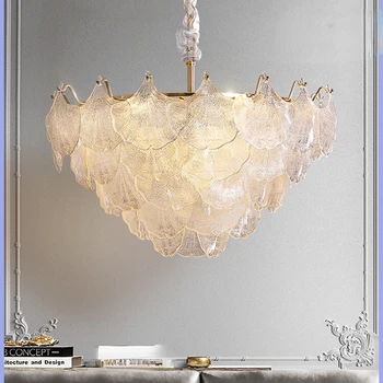 Shell sala de estar, iluminação moderna francesa de luz de vidro luxo