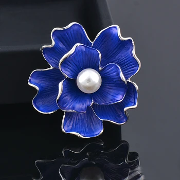 SINLEERY vintage flor azul pérola broches mulheres pin festa de casamento de acessórios de moda de jóias 