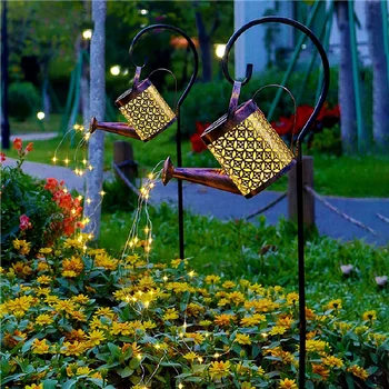 Solar regador Luzes ao ar livre Decorativos Pendurados Lanterna de Metal Impermeável Solar da Luz do Jardim Dom para a Tabela de Pátio Metros do Gramado
