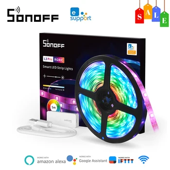 SONOFF L3 Pro wi-Fi Smart Luzes LED Strip RGB/RGBIC 5M Flexível da Lâmpada de Banda sem Fio de Voz/ Controle Local de Trabalho Com Alexa ewelink