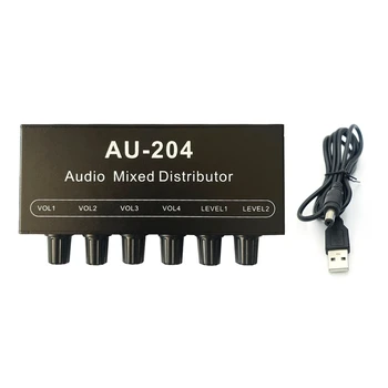 Stereo Mixer De Áudio Distribuidor De Sinal Seletor De Switcher 2 Entrada 4 Saídas Individualmente Controles De Amplificador Com Auscultadores